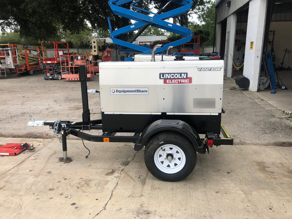 2019 Lincoln Electric Vantage 322 Welder Ready-Pak 3, Two wheel trailer, Fender and Light kit, Cable Rack