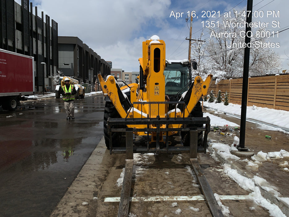 2020 JCB 510-56 Cab/Heat/Air, 74 HP, Solid Tires, STD Worklight, Beacon, Aux Hydraulics, Lifting Eye, Back up Alarm w/66" Carriage/60" Forks
