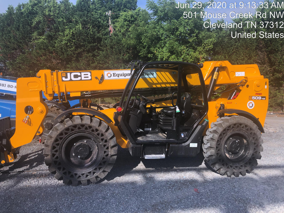 2020 JCB 509-42 Canopy, Solid Tires, Work Lights, Beacon, Aux Hydraulics, Back up Alarm, Lifting Eye, ES Decals