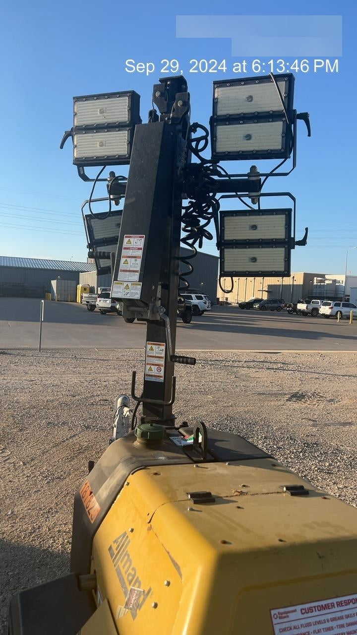 Allmand NLV3GR (4) LED Light Fixture 350W, 23' Vertical Mast, 3kW Prime, Towable, Deep Sea L401, Leveling Jacks, Yanmar T4F 5.8hp