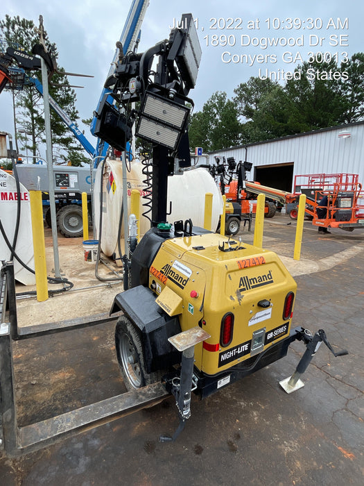 2021 Allmand NLV3GR (4) LED Light Fixture 350W, 23' Vertical Mast, 3kW Prime, Towable, Deep Sea L401, Leveling Jacks, Yanmar T4F 5.8hp