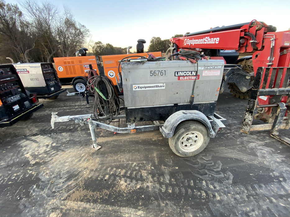 2019 Lincoln Electric Vantage 322 Welder Ready-Pak 3, Two wheel trailer, Fender and Light kit, Cable Rack