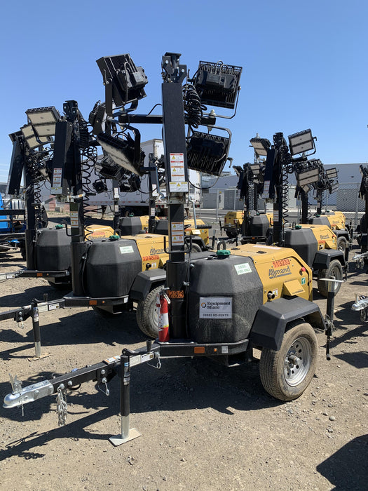 2020 Allmand NLV3GR (4) LED Light Fixture 350W, 23' Vertical Mast, 3kW Prime, Towable, Deep Sea L401, Leveling Jacks, Yanmar T4F 5.8hp