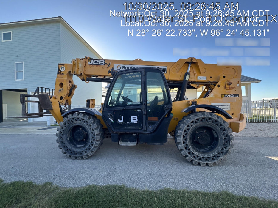2018 JCB 510-56 JCB 510-56 Telehandler 74 HP w/CAB/HVAC, Beacon, Worklights, Aux Hydraulics, Solid Tires, 60" Carriage/Forks
