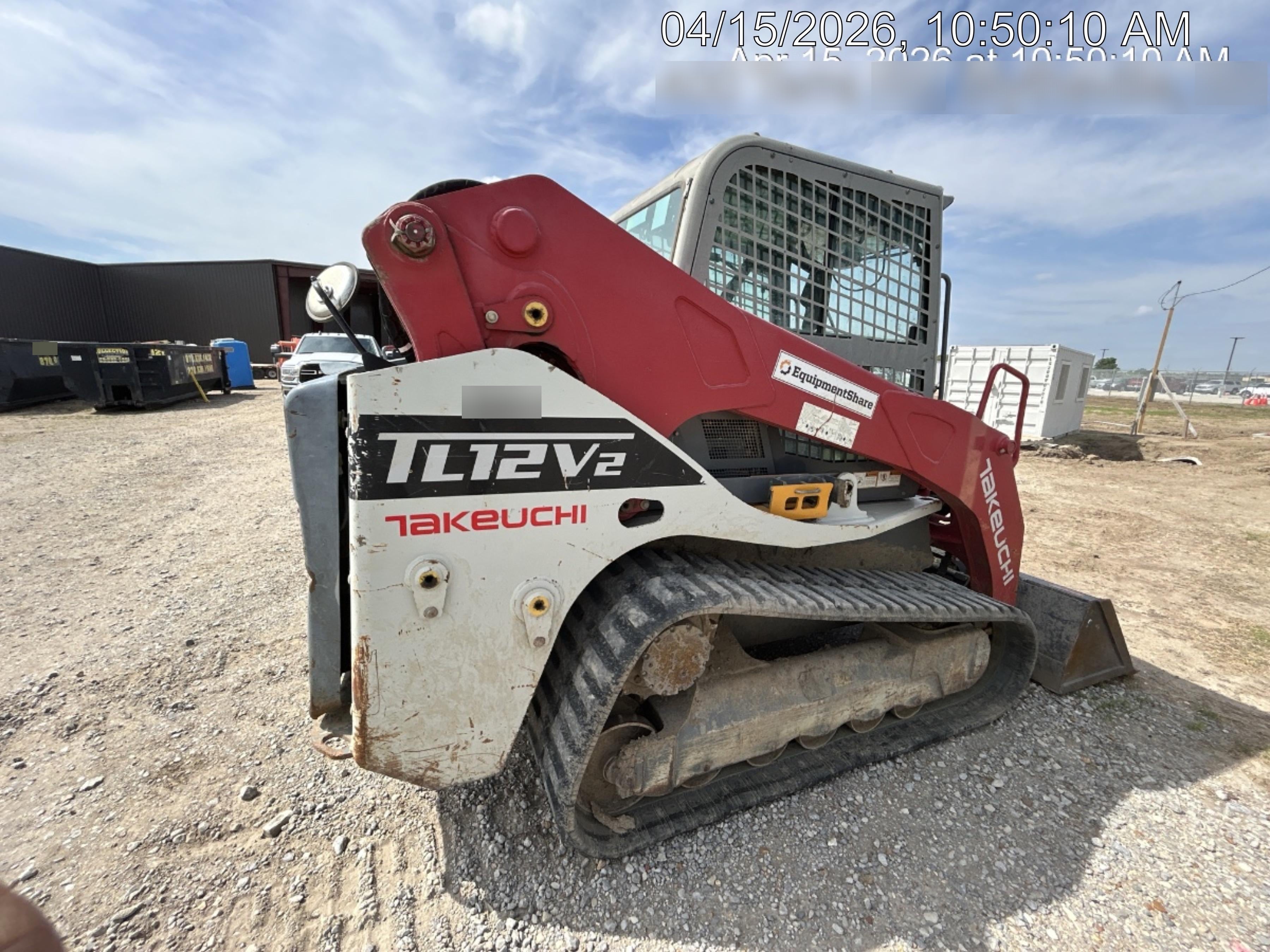 2018 Takeuchi TL12V2C Takeuchi TL12V2C Cab Skid Steer Track Loader, 80" HD dirt bucket with 9 teeth