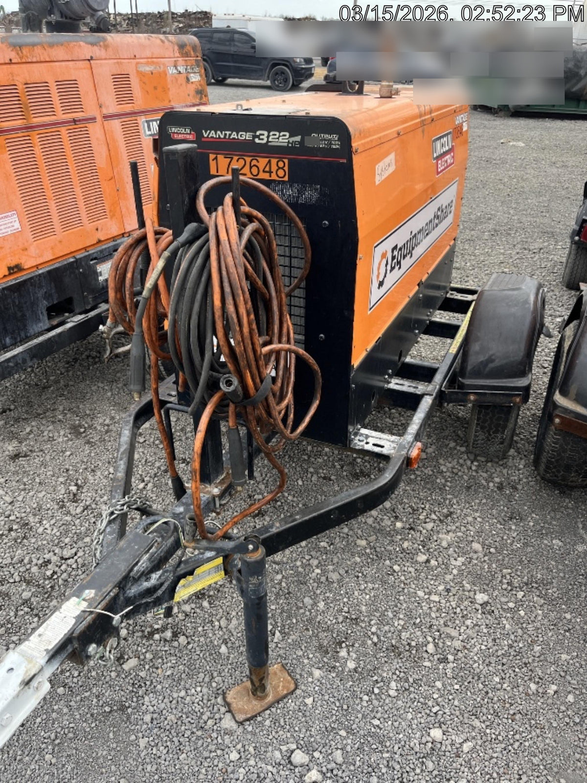 2021 Lincoln Electric Vantage 322 Vantage 322 Ready Pak 3 w/ Decals, ORANGE (includes trailer, cable rack, fender light kit) NO Telematics