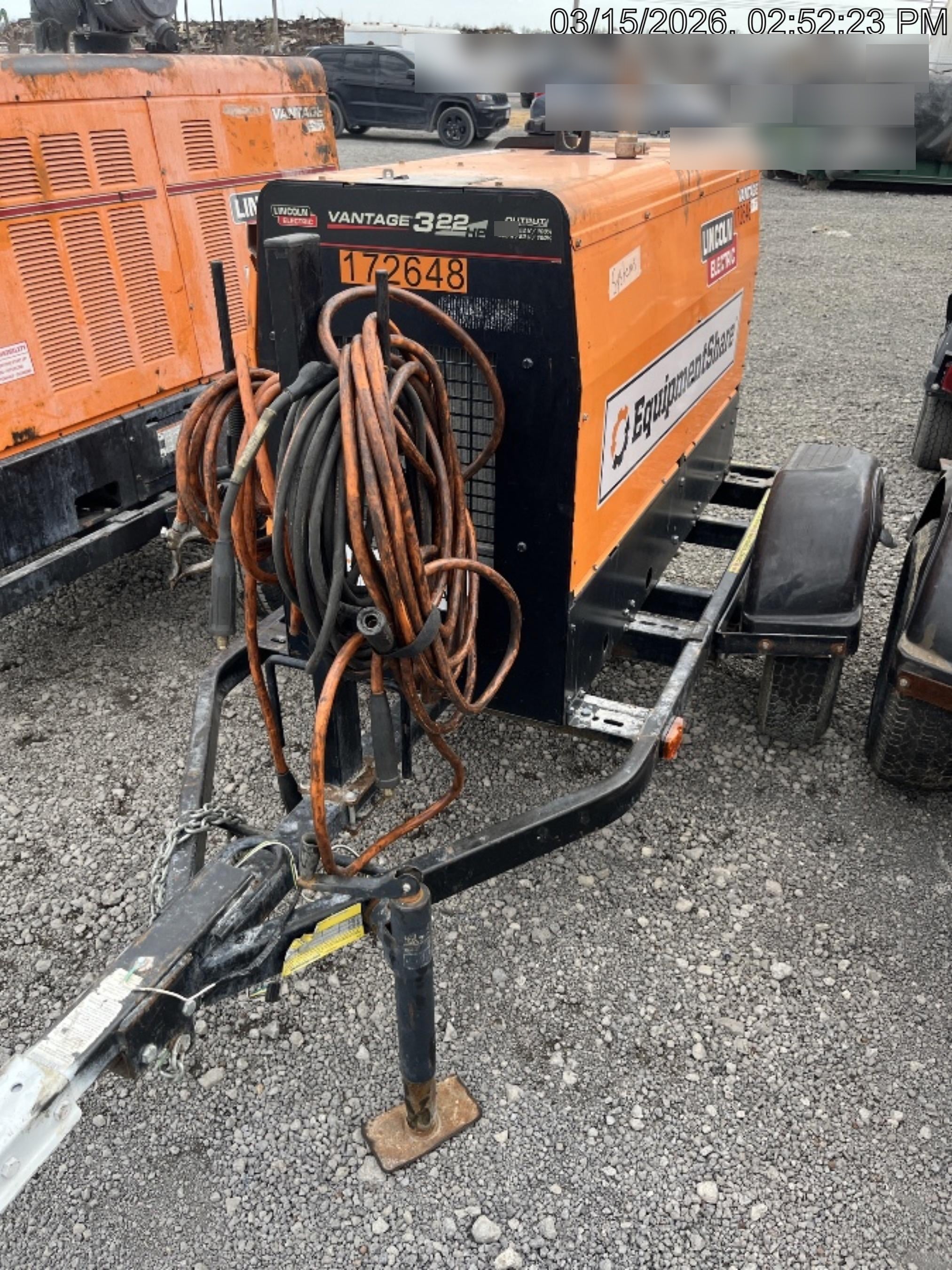 2021 Lincoln Electric Vantage 322 Vantage 322 Ready Pak 3 w/ Decals, ORANGE (includes trailer, cable rack, fender light kit) NO Telematics