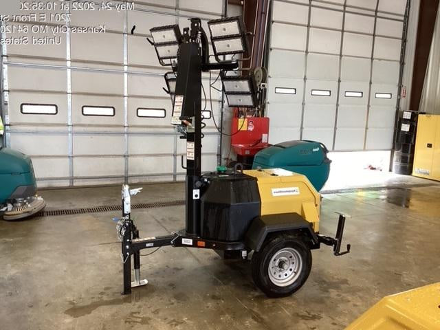 2022 Allmand NLV3GR (4) LED Light Fixture 350W, 23' Vertical Mast, 3kW Prime, Towable, Deep Sea L401, Leveling Jacks, Yanmar T4F 5.8hp