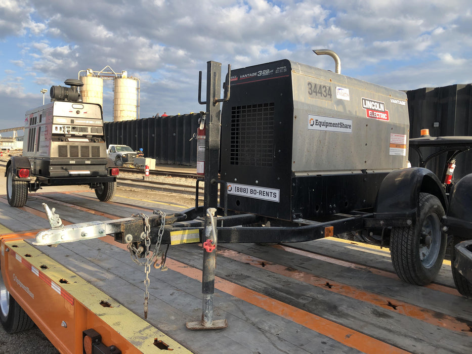2019 Lincoln Electric Vantage 322 Welder Ready-Pak 3, Two wheel trailer, Fender and Light kit, Cable Rack