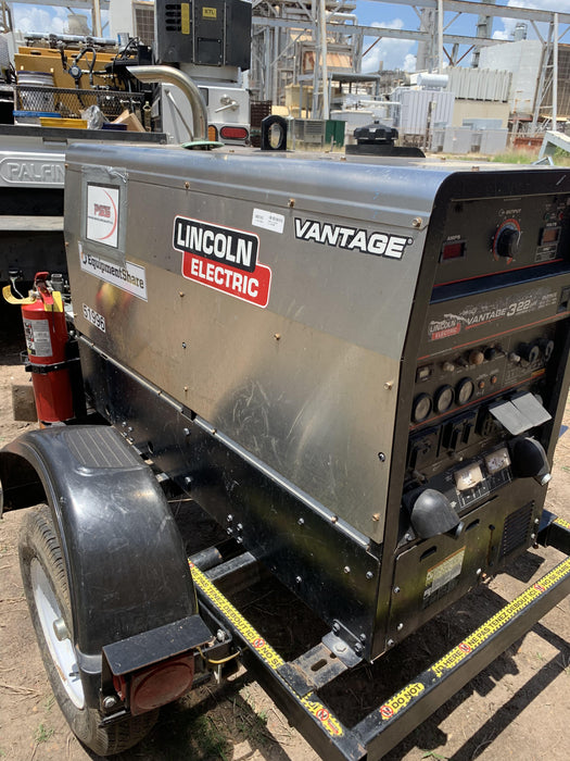 2019 Lincoln Electric Vantage 322 Welder Ready-Pak 3, Two wheel trailer, Fender and Light kit, Cable Rack