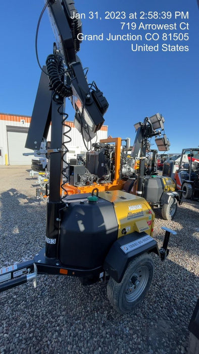 2022 Allmand NLV3GR (4) LED Light Fixture 350W, 23' Vertical Mast, 3kW Prime, Towable, ES Decals, T3