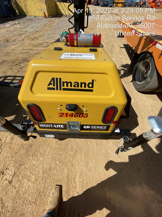 2022 Allmand NLV3GR (4) LED Light Fixture 350W, 23' Vertical Mast, 3kW Prime, Towable, Deep Sea L401, Leveling Jacks, Yanmar T4F 5.8hp