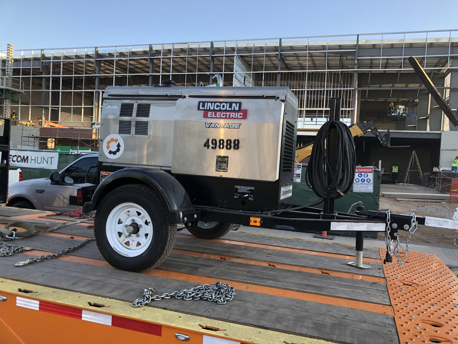 2018 Lincoln Electric Vantage 322 Welder Ready-Pak 3, Two wheel trailer, Fender and Light kit, Cable Rack