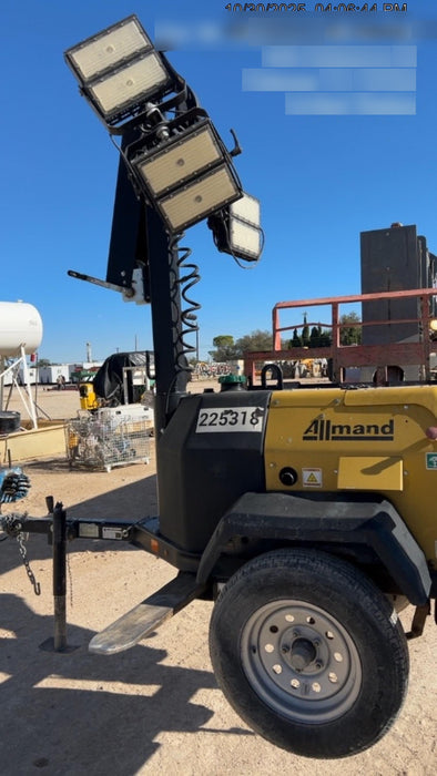 2022 Allmand NLV3GR (4) LED Light Fixture 350W, 23' Vertical Mast, 3kW Prime, Towable, Deep Sea L401, Leveling Jacks, Yanmar T4F 5.8hp