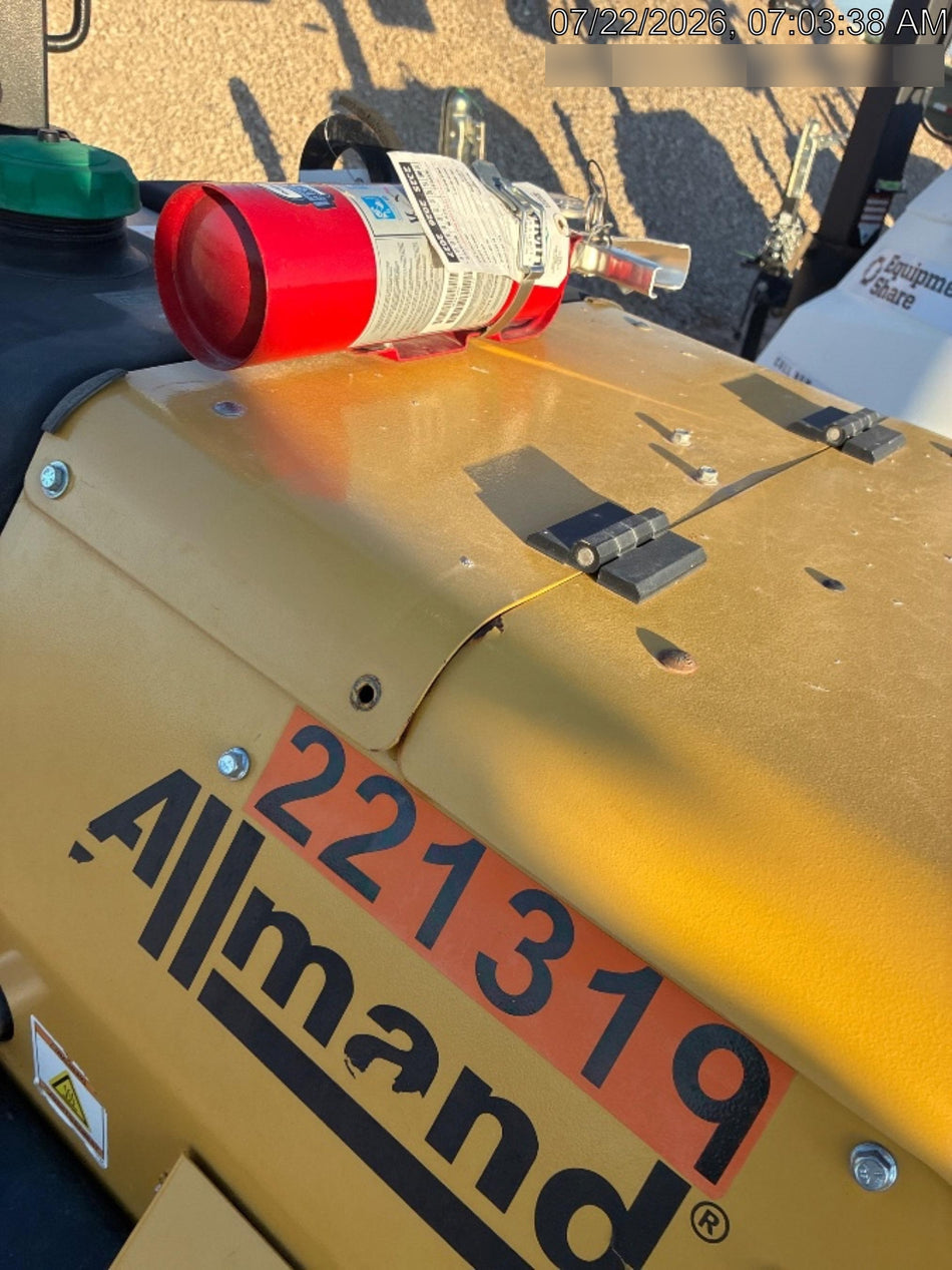 2022 Allmand NLV3GR (4) LED Light Fixture 350W, 23' Vertical Mast, 3kW Prime, Towable, Deep Sea L401, Leveling Jacks, Yanmar T4F 5.8hp