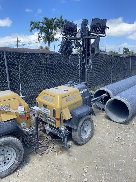 2022 Allmand NLV3GR (4) LED Light Fixture 350W, 23' Vertical Mast, 3kW Prime, Towable, ES Decals, T3