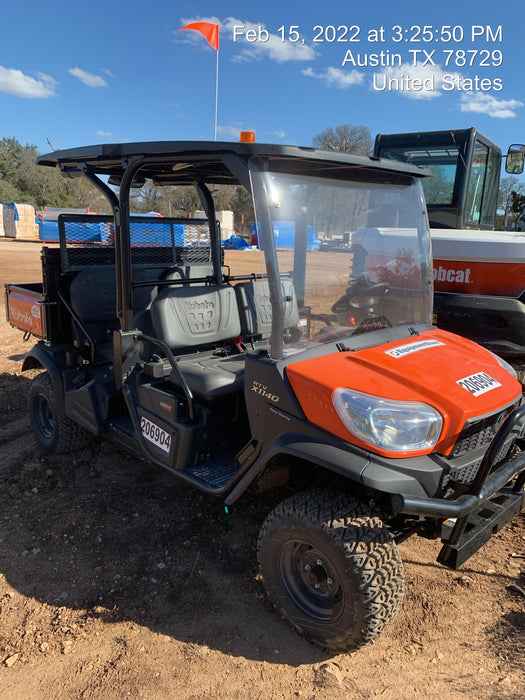 2022 Kubota RTV-X1140W-H Plastic Canopy, Windshield Acrylic Clear, LED Strobe Light, Wire Harness Kit, Back up Alarm