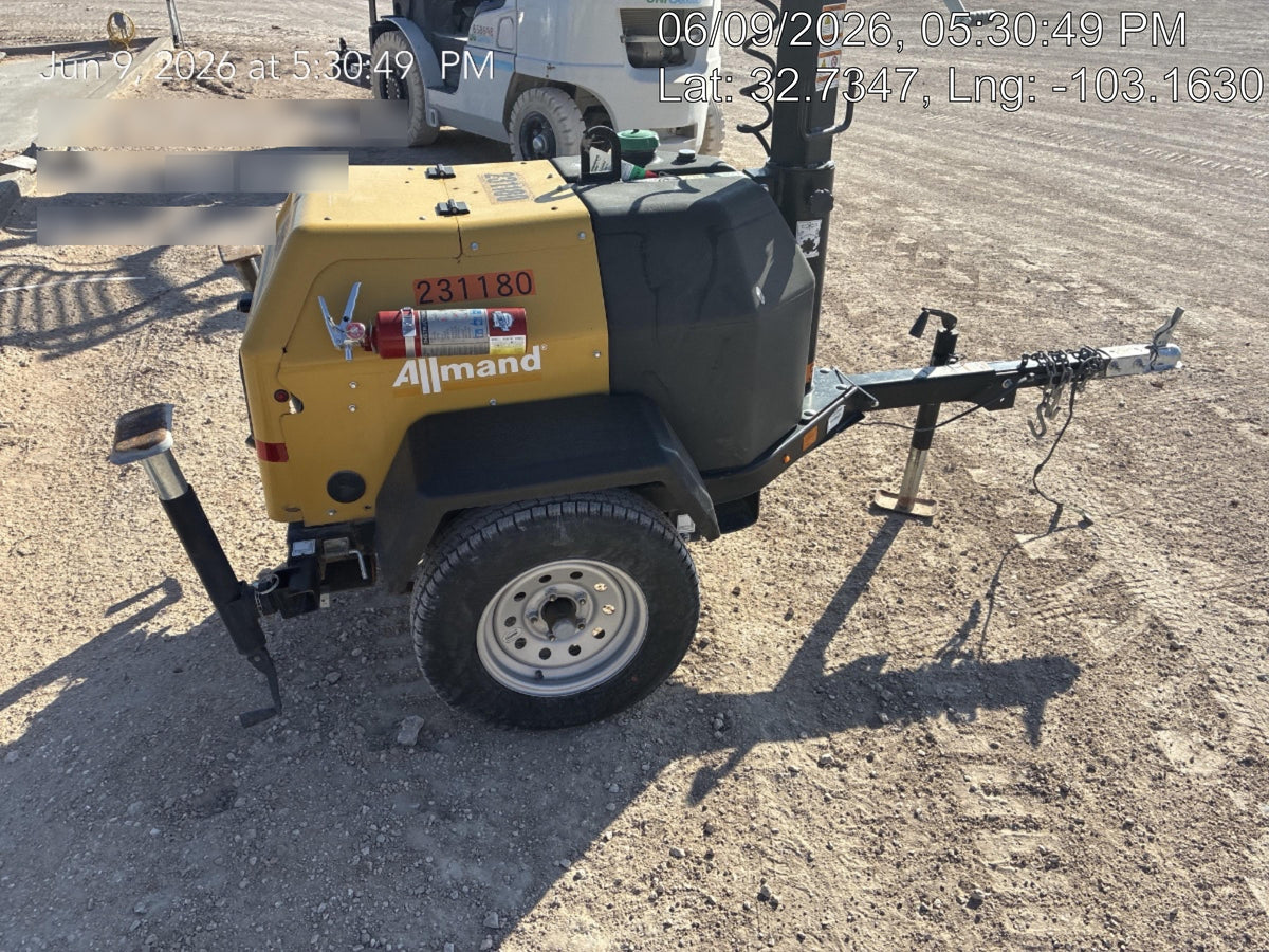 2022 Allmand NLV3GR (4) LED Light Fixture 350W, 23' Vertical Mast, 3kW Prime, Towable, Deep Sea L401, Leveling Jacks, Yanmar T4F 5.8hp