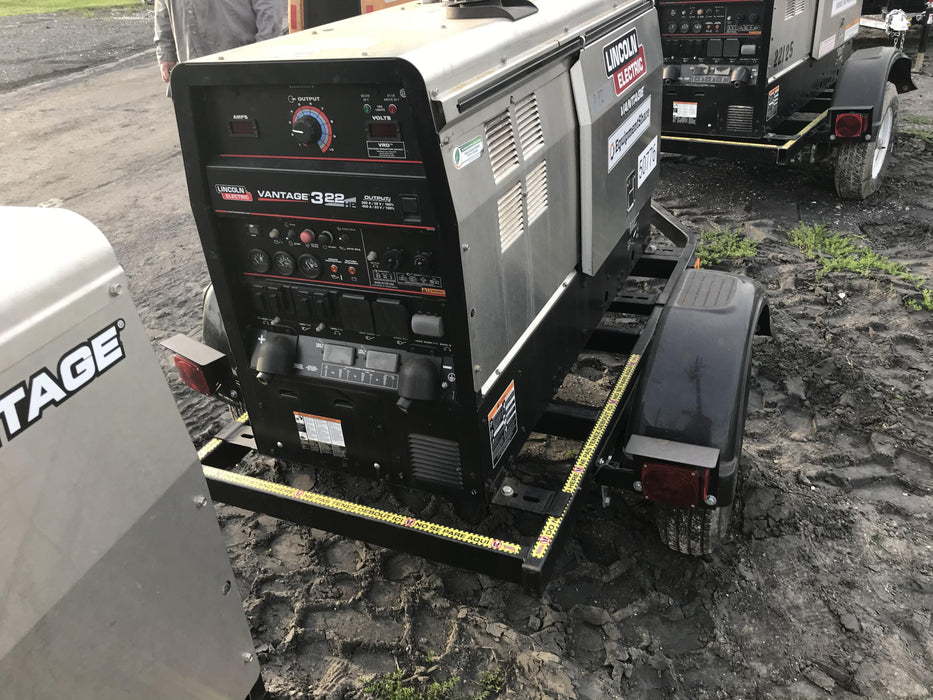 2019 Lincoln Electric Vantage 322 Welder Ready-Pak 3, Two wheel trailer, Fender and Light kit, Cable Rack