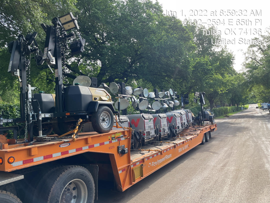 2022 Allmand NLV3GR (4) LED Light Fixture 350W, 23' Vertical Mast, 3kW Prime, Towable, Deep Sea L401, Leveling Jacks, Yanmar T4F 5.8hp