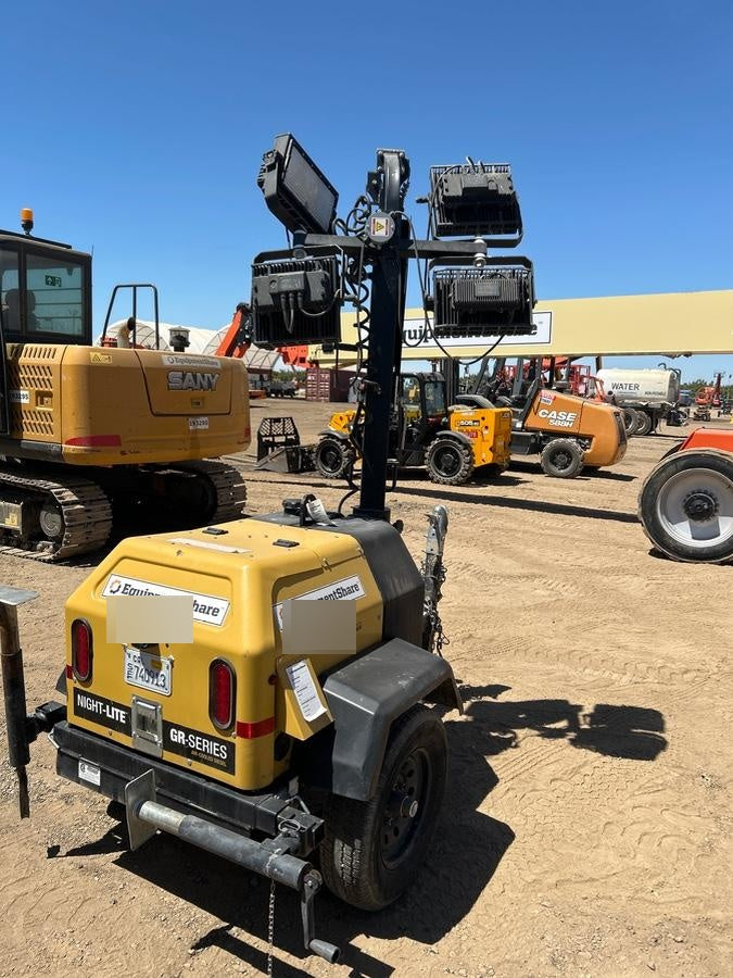 2021 Allmand NLV3GR (4) LED Light Fixture 350W, 23' Vertical Mast, 3kW Prime, Towable, Deep Sea L401, Leveling Jacks, Yanmar T4F 5.8hp
