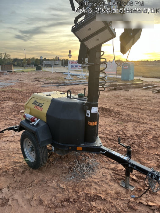 2022 Allmand NLV3GR (4) LED Light Fixture 350W, 23' Vertical Mast, 3kW Prime, Towable, Deep Sea L401, Leveling Jacks, Yanmar T4F 5.8hp