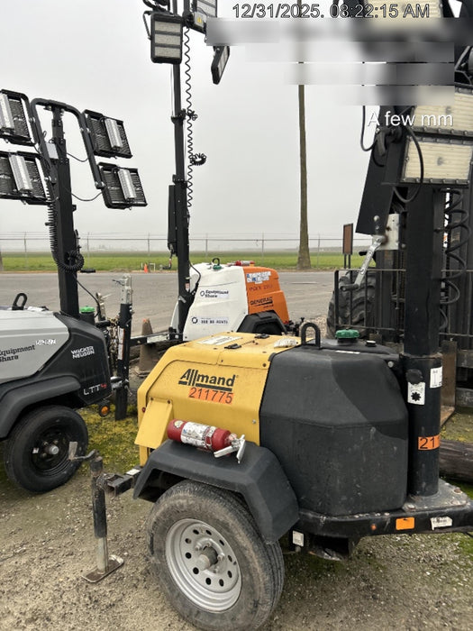 2022 Allmand NLV3GR (4) LED Light Fixture 350W, 23' Vertical Mast, 3kW Prime, Towable, Deep Sea L401, Leveling Jacks, Yanmar T4F 5.8hp