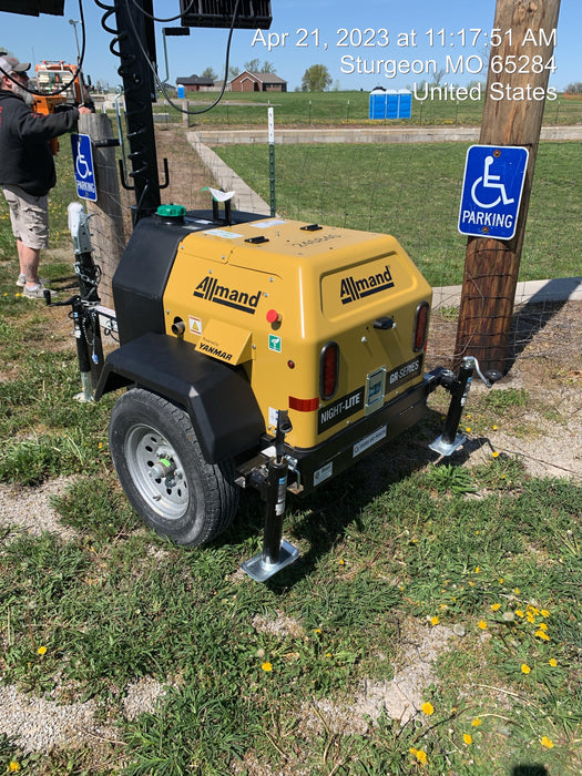 2022 Allmand NLV3GR (4) LED Light Fixture 350W, 23' Vertical Mast, 3kW Prime, Towable, ES Decals, T3