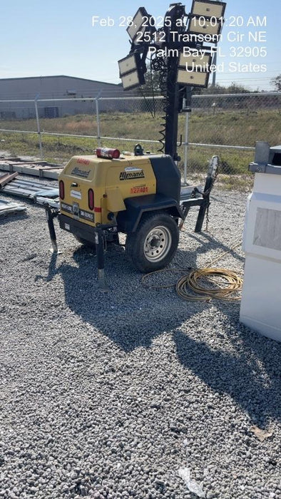 2021 Allmand NLV3GR (4) LED Light Fixture 350W, 23' Vertical Mast, 3kW Prime, Towable, Deep Sea L401, Leveling Jacks, Yanmar T4F 5.8hp