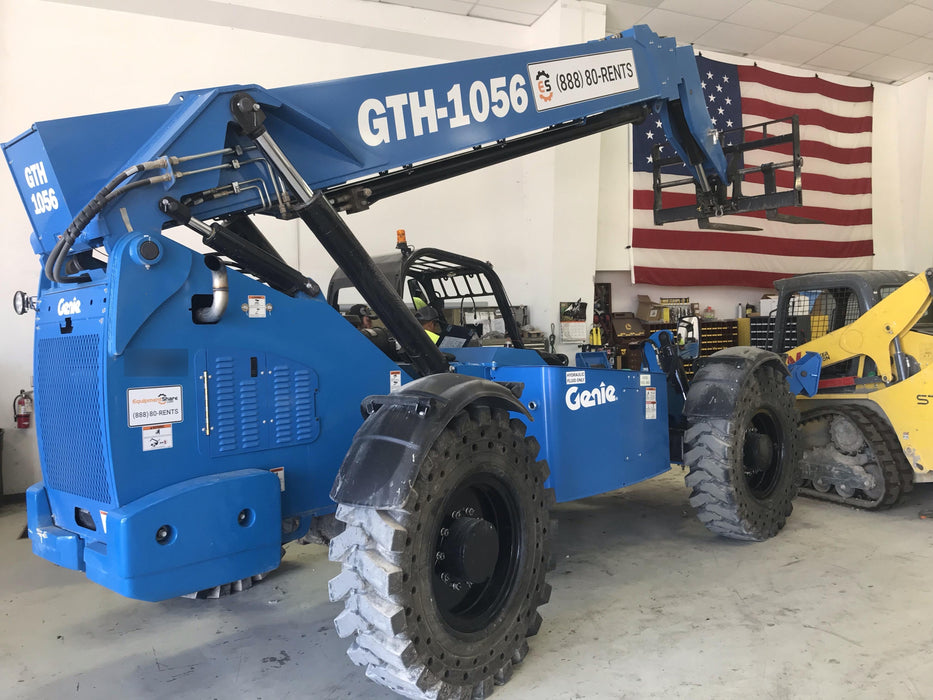 2019 Genie GTH-1056 Canopy, Solid RT Tires, LED Work Lights, Beacon 60" QA Carriage, 60" Forks