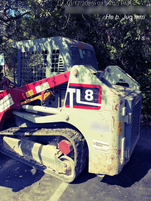 2019 Takeuchi TL8W Canopy, 15" Wide Rubber Tracks, Back-up Alarm, Front & Rear Working Lights, Auxiliary Hydraulics, Two-Speed Travel, Electronic Monitoring System w/76" HD Dirt Bucket with 8 Teeth, 20.3 cubic feet Capacity