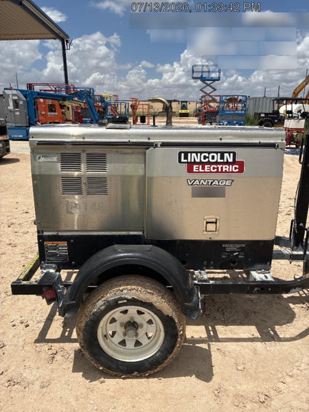2019 Lincoln Electric Vantage 322 Welder Ready-Pak 3, Two wheel trailer, Fender and Light kit, Cable Rack
