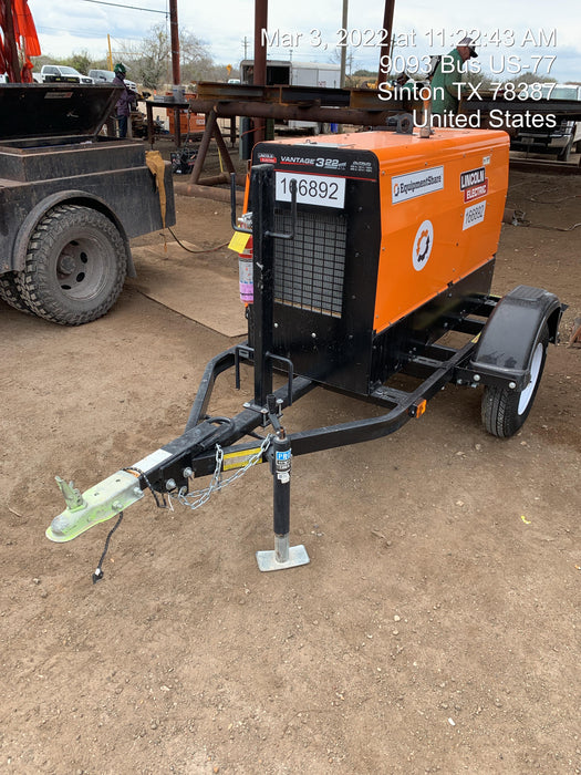 2021 Lincoln Electric Vantage 322 Vantage 322 Ready Pak 3 w/ Decals, ORANGE (includes trailer, cable rack, fender light kit) NO Telematics