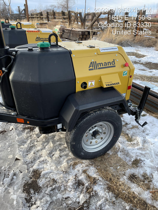 2022 Allmand NLV3GR (4) LED Light Fixture 350W, 23' Vertical Mast, 3kW Prime, Towable, ES Decals, T3