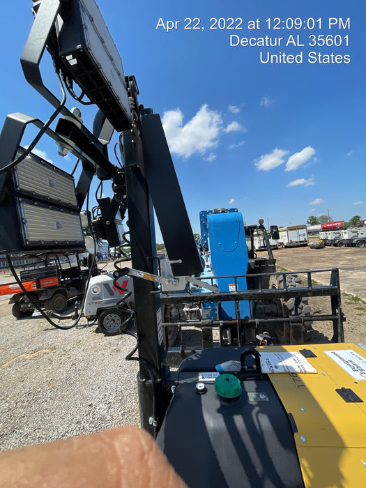 2021 Allmand NLV3GR (4) LED Light Fixture 350W, 23' Vertical Mast, 3kW Prime, Towable, Deep Sea L401, Leveling Jacks, Yanmar T4F 5.8hp