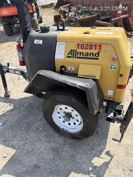 2021 Allmand NLV3GR (4) LED Light Fixture 350W, 23' Vertical Mast, 3kW Prime, Towable, Deep Sea L401, Leveling Jacks, Yanmar T4F 5.8hp