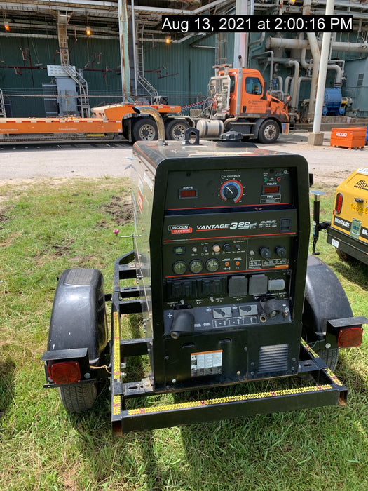 2019 Lincoln Electric Vantage 322 Welder Ready-Pak 3, Two wheel trailer, Fender and Light kit, Cable Rack