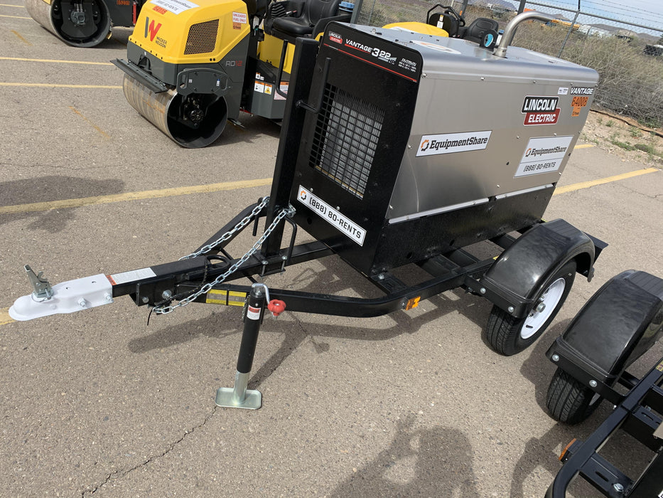 2019 Lincoln Electric Vantage 322 Welder Ready-Pak 3, Two wheel trailer, Fender and Light kit, Cable Rack