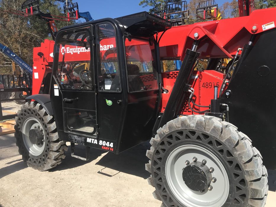 2020 Manitou MTA8044 74hp T4F, Cab/Heat/Air, Cab and Boom LED work lights, Auxiliary Hydraulics, Solid Tires, Amber strobe, Lift Hook w/66" Carriage, 60" Forks
