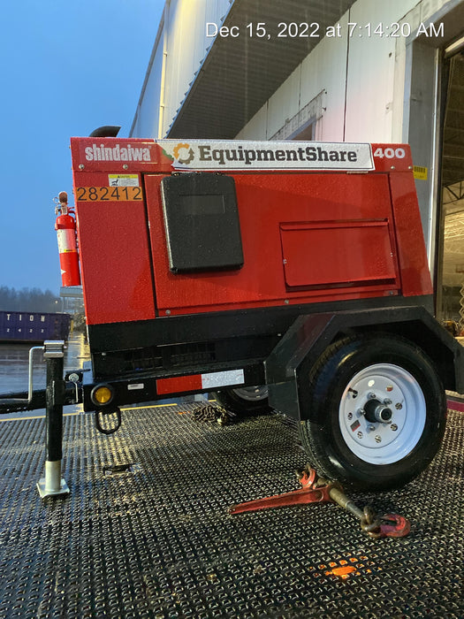 2022 Shindaiwa DGW400MDL Kubota D902 Engine, 23 HP, Dual Op Welder, Wire, Arc, Droop Stick, Tig, and CC Stick Functionality, Simulphase, 3 Phase and 1 Phase Gen Output, Single Axle NB Trlr, Slr Trckl Chrg 12V 12W, Fire Ext