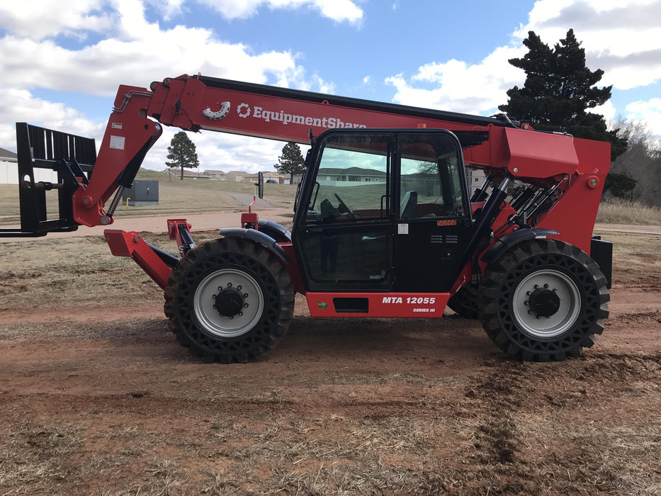 2020 Manitou MTA12055SER3 Cab/Heat/Air, Solid Tires, Amber Strobe, Lift Hook w/66" Carriage, 60" Forks