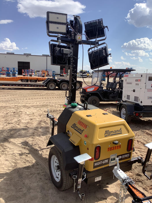 2021 Allmand NLV3GR (4) LED Light Fixture 350W, 23' Vertical Mast, 3kW Prime, Towable, Deep Sea L401, Leveling Jacks, Yanmar T4F 5.8hp