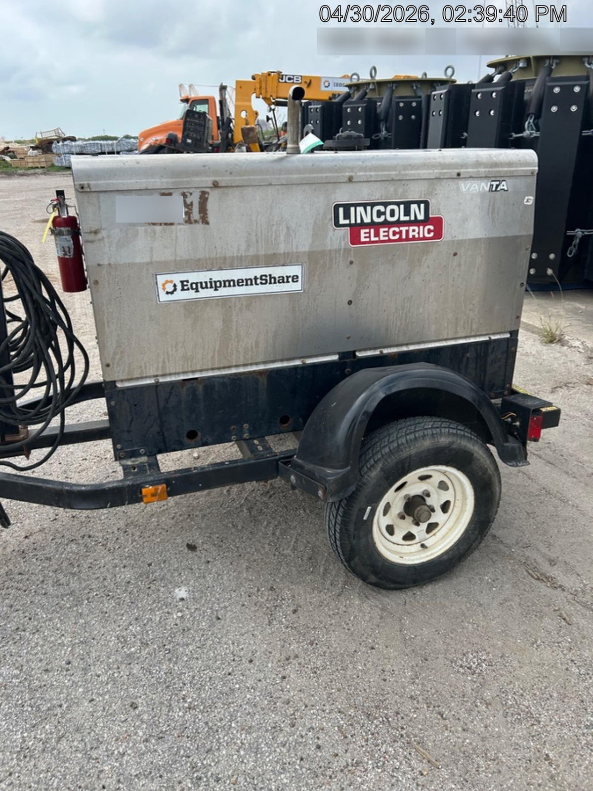 2019 Lincoln Electric Vantage 322 Welder Ready-Pak 3, Two wheel trailer, Fender and Light kit, Cable Rack