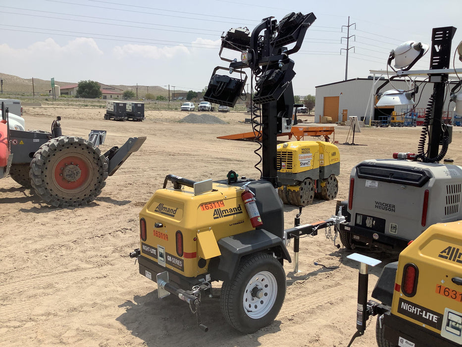 2021 Allmand NLV3GR (4) LED Light Fixture 350W, 23' Vertical Mast, 3kW Prime, Towable, Deep Sea L401, Leveling Jacks, Yanmar T4F 5.8hp