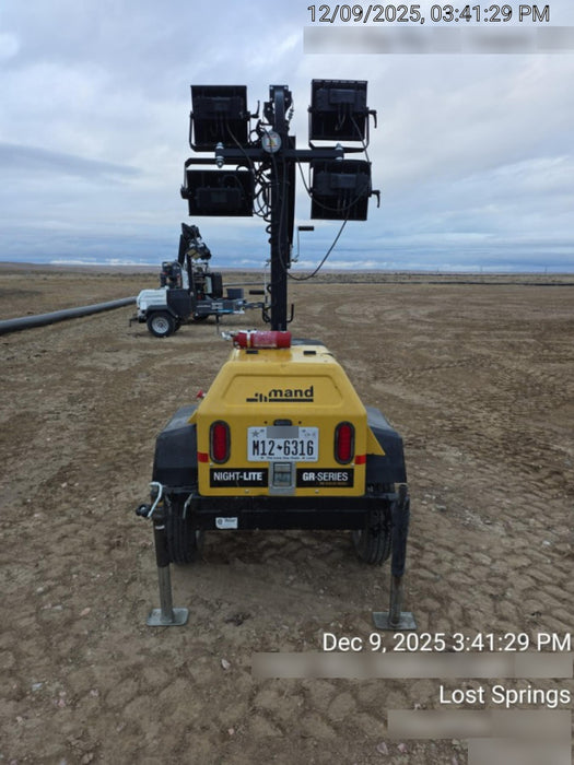 2021 Allmand NLV3GR (4) LED Light Fixture 350W, 23' Vertical Mast, 3kW Prime, Towable, Deep Sea L401, Leveling Jacks, Yanmar T4F 5.8hp