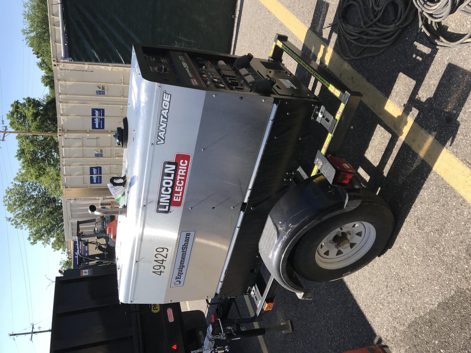 2019 Lincoln Electric Vantage 322 Ready-Pak 3, Two Wheel Trailer, Fender and Light Kit, Cable Rack