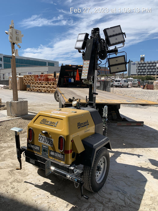 2022 Allmand NLV3GR (4) LED Light Fixture 350W, 23' Vertical Mast, 3kW Prime, Towable, ES Decals, T3