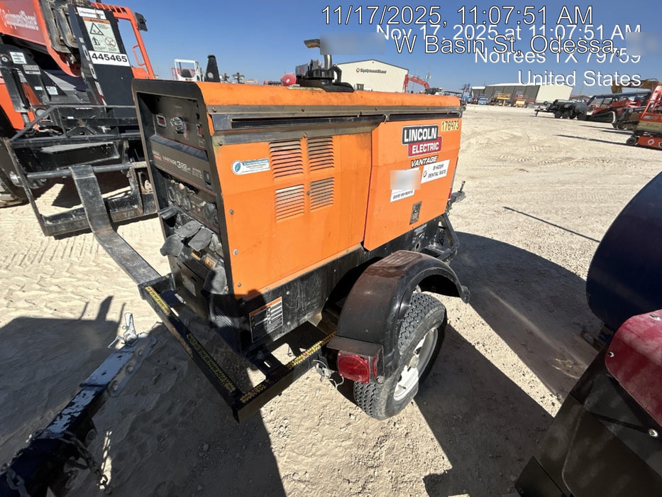 2021 Lincoln Electric Vantage 322 Vantage 322 Ready Pak 3 w/ Decals, ORANGE (includes trailer, cable rack, fender light kit) NO Telematics