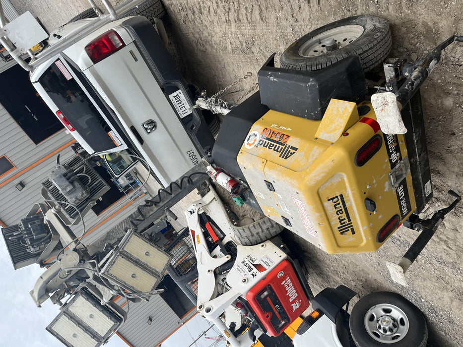 2022 Allmand NLV3GR (4) LED Light Fixture 350W, 23' Vertical Mast, 3kW Prime, Towable, Deep Sea L401, Leveling Jacks, Yanmar T4F 5.8hp