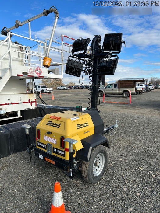 2022 Allmand NLV3GR (4) LED Light Fixture 350W, 23' Vertical Mast, 3kW Prime, Towable, ES Decals, T3
